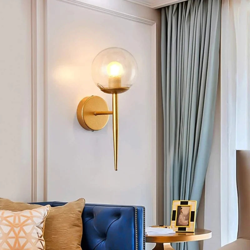 Amber-Glass-Nordic-Globe-Wall-Light
