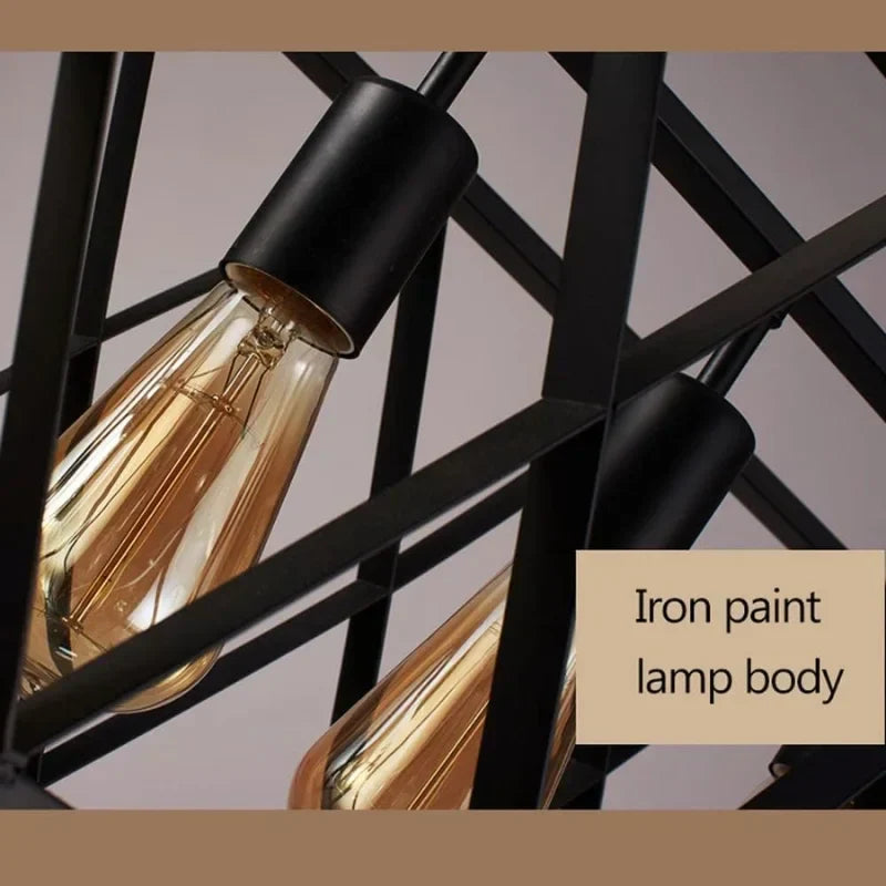 Black-5-bulb-chandelier-hanging-light-with-geometric-metal-frame