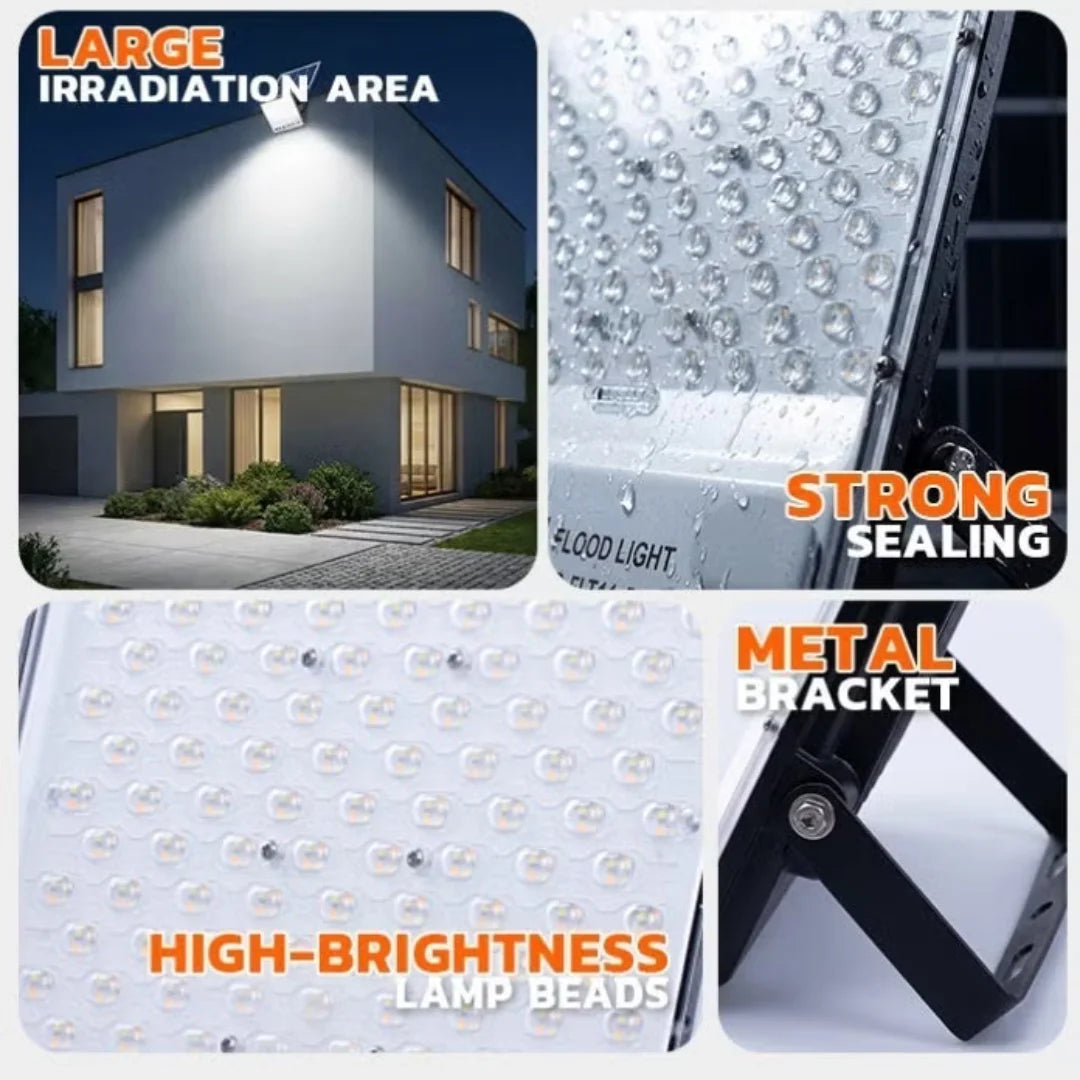 LED solar flood light with bright outdoor illumination
