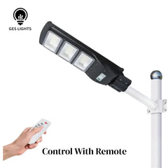 Solar-powered outdoor street light for gardens and pathways