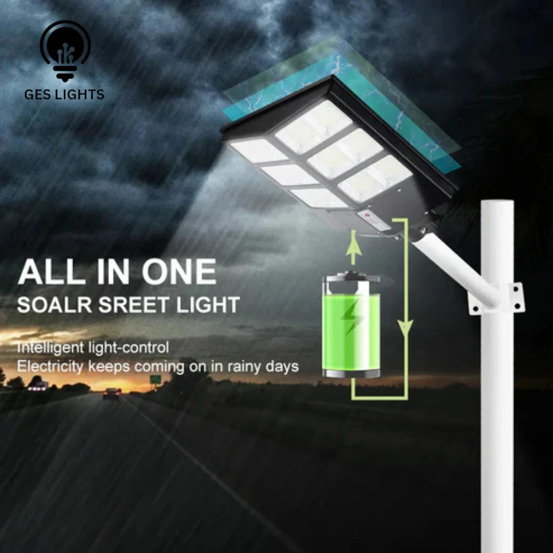 Waterproof LED solar street light with 5 lithium batteries