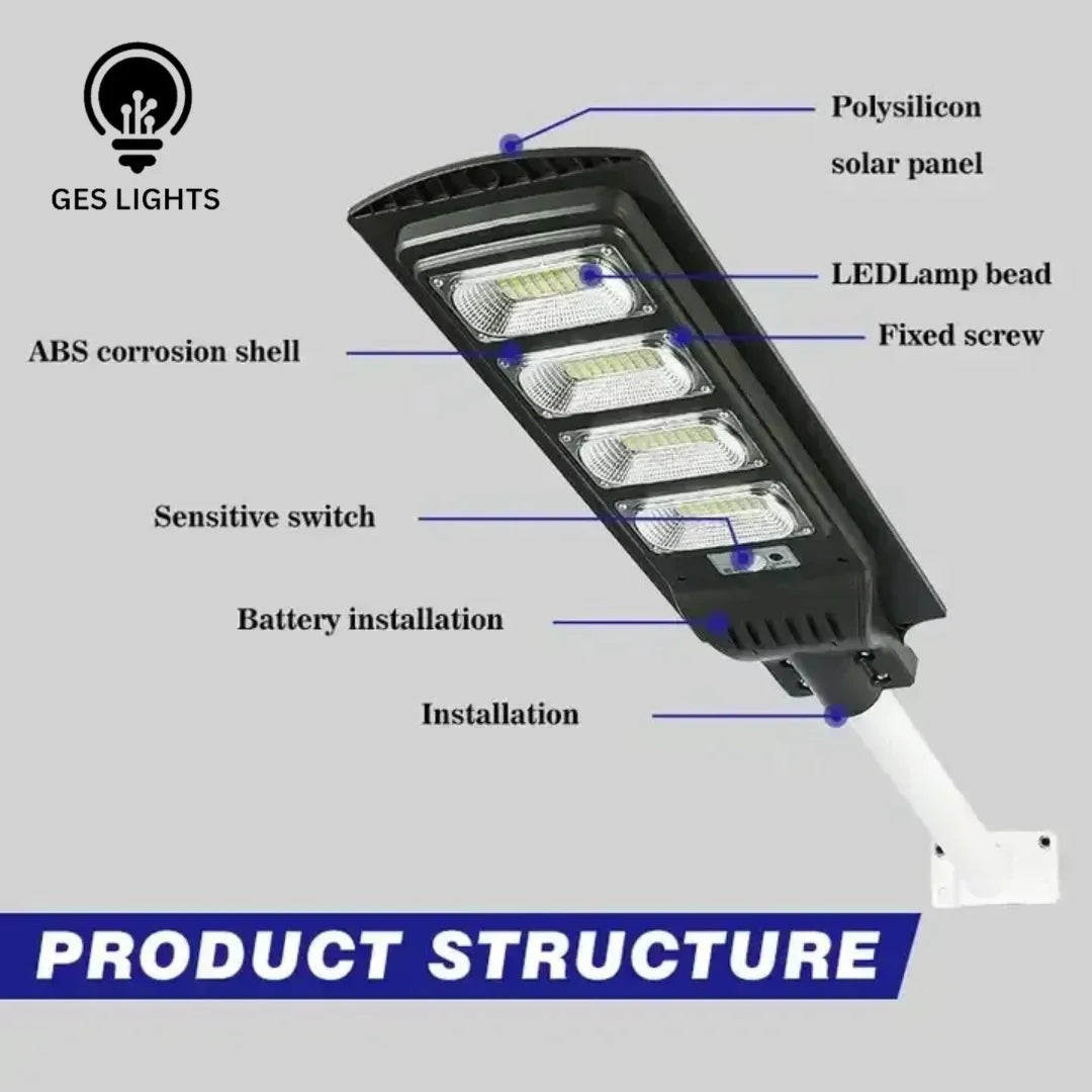 Waterproof LED solar street light with lithium battery backup